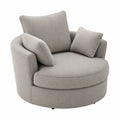 Sillón redondo tapizado en tejido de poliéster gris claro con cojines y base oculta 90 x 85 x 80 cm