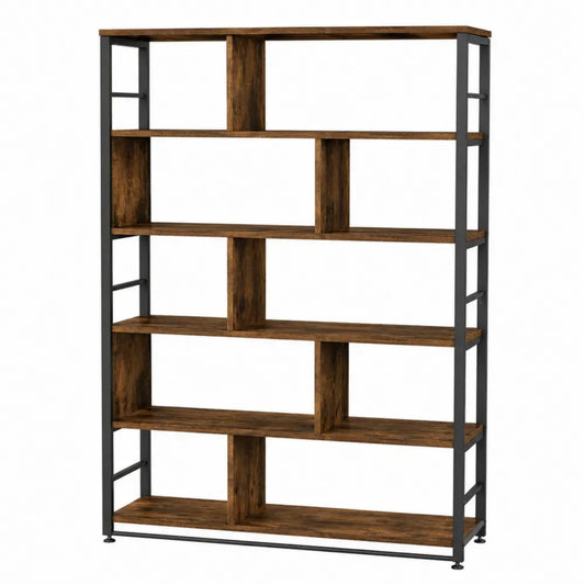 Librería estantería industrial de madera y metal negro estructura abierta 120 x 30 x 180 cm 5 niveles
