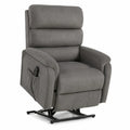 Sillón reclinable eléctrico elevador tapizado en tejido de poliéster gris con mando con cable y base de acero negro 82 x 92 x 105 cm