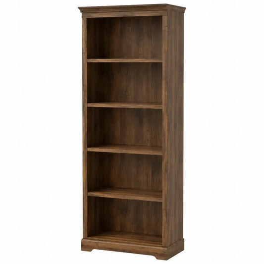 Librería estantería vertical de madera MDF marrón madera 60 x 30 x 180 cm 5 niveles abierta